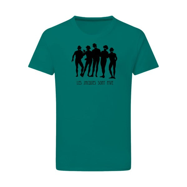 Les Jacques sont Five noir -Flex noir sur T-shirt SG  Emerald Green  2XL