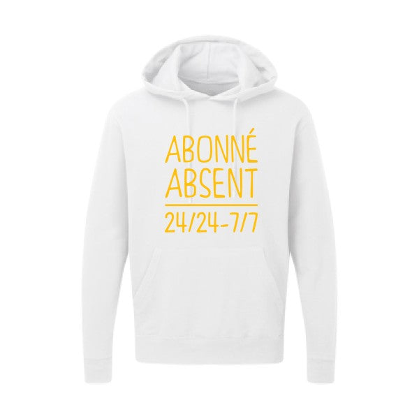 Abonné absent jaune Or |Sweat capuche imprimé homme