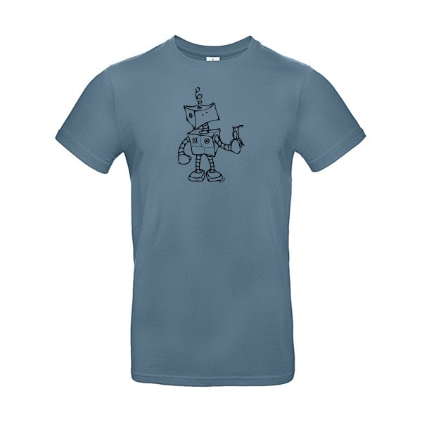 Robot & Bird flex noir B&C - E190 T-shirt|Stone Blue||2XL