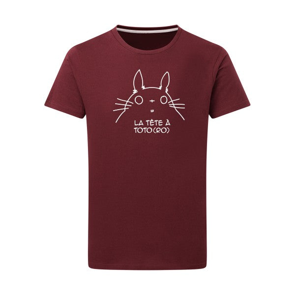 La tête à Toto(ro) -Flex noir sur T-shirt SG  Burgundy  2XL