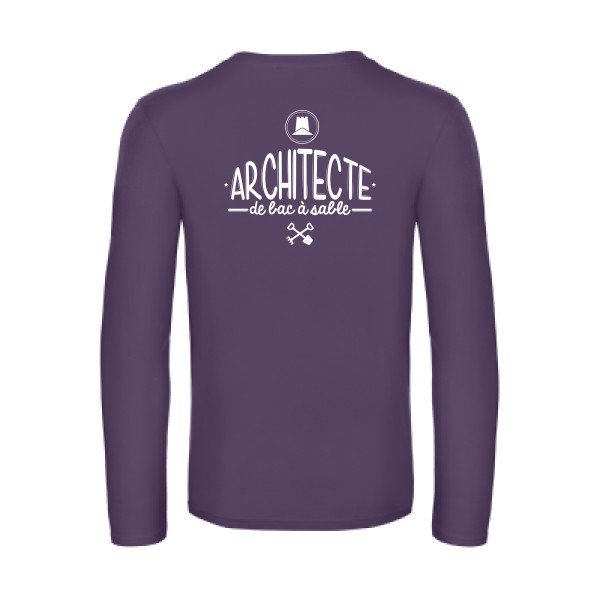 architecte de bac a sable - t shirt- manches- longues- original- humour- Urban Purple impression Dos