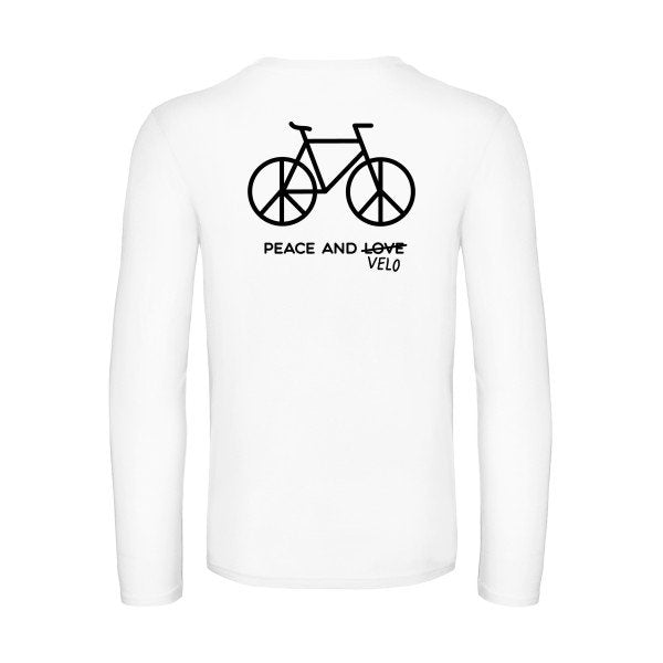 peace and velo - t shirt- manches- longues- original- humour- White impression Dos