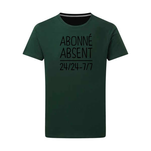 Abonné absent noir -Flex noir sur T-shirt SG  Bottle Green  2XL