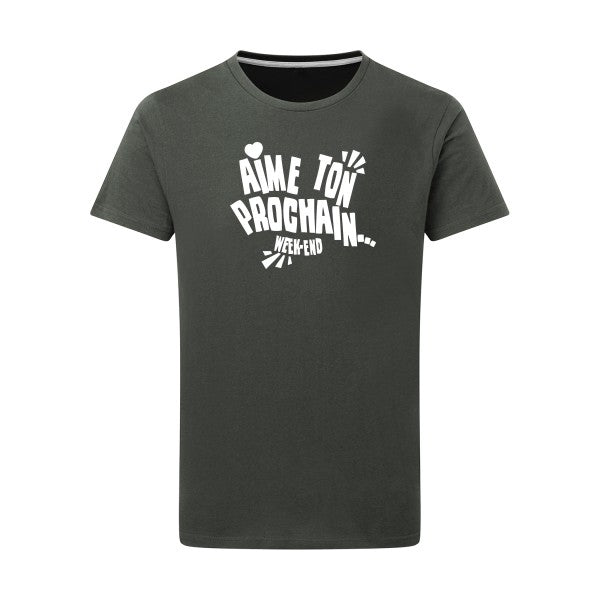 Aime ton prochain ! Blanc -Flex Blanc sur T-shirt SG  Charcoal  5XL