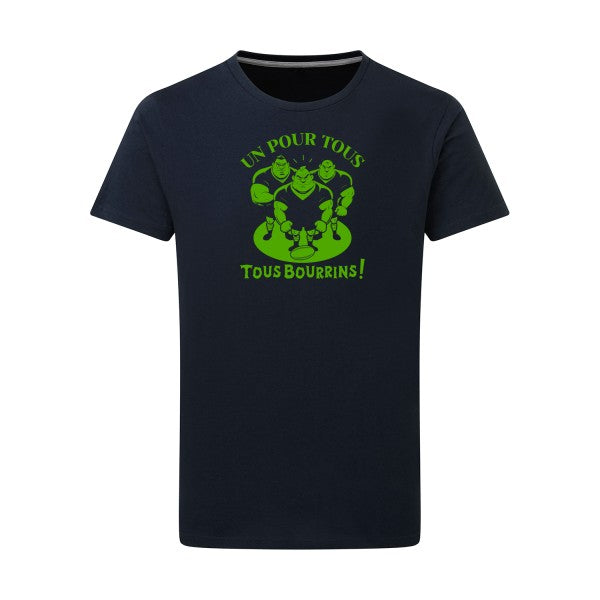 Un pour tous, Tous bourrins ! - Flex Vert pomme Tshirt original Navy  5XL