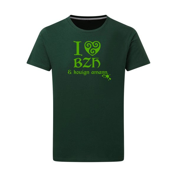 Love BZH & kouign vert pomme -Flex vert pomme sur T-shirt SG  Bottle Green  2XL