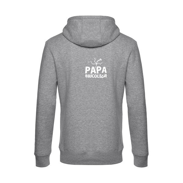 Papa-bricoleur sweat shirt original Heather Grey flex Blanc impression Dos