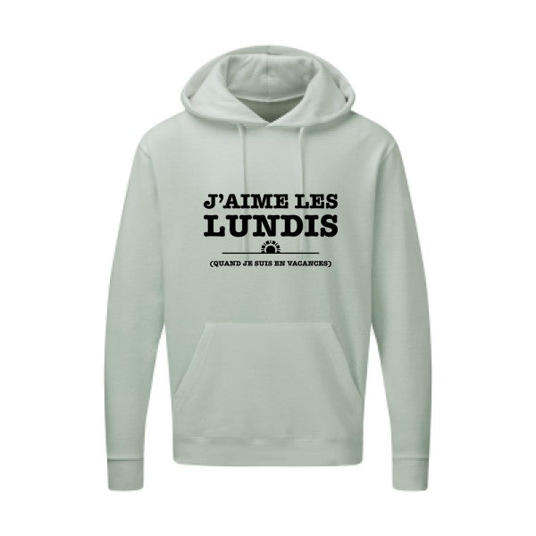 J'aime les lundis quand... Noir |Sweat capuche imprimé homme