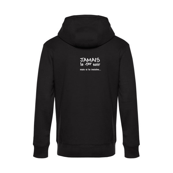 JAMAIS... sweat shirt original Black flex Blanc impression Dos