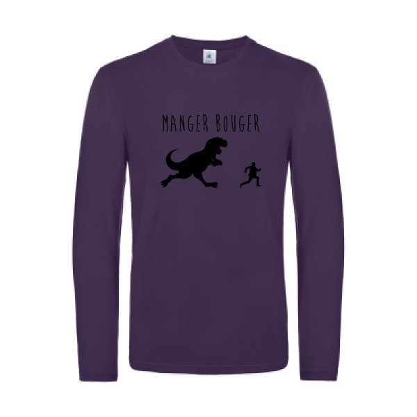 manger bouger - t shirt- manches- longues- original- humour- Urban Purple impression Face