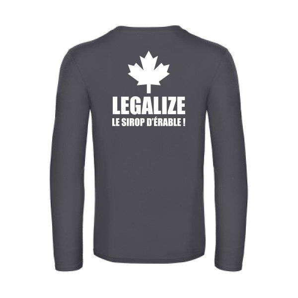 legalize le sirop d erable - t shirt- manches- longues- original- humour- Dark Grey impression Dos