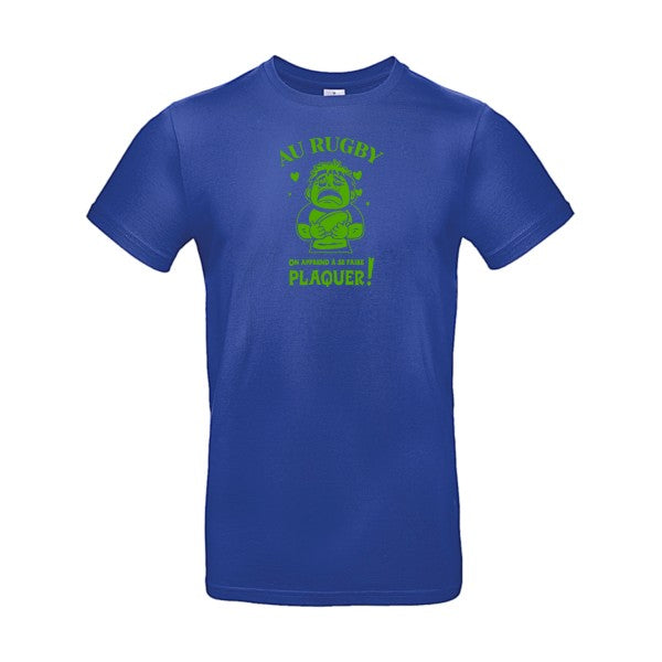 Au rugby, on apprend à se faire plaquer ! flex Vert pomme B&C - E190 T-shirt|Cobalt Blue||2XL