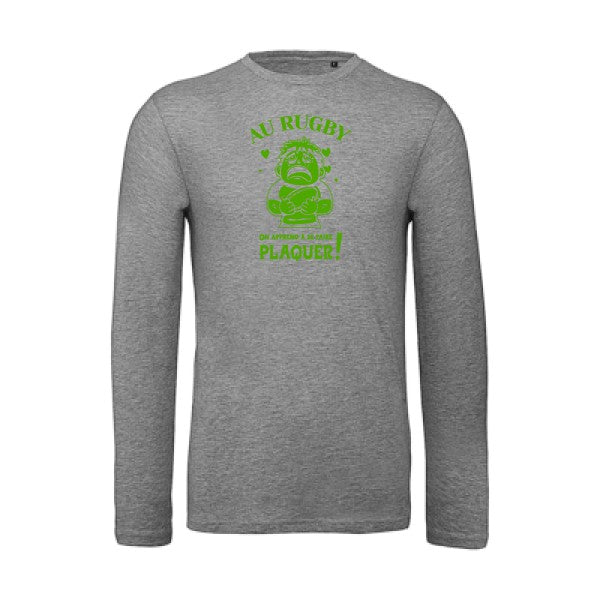 Au rugby, on apprend à se faire plaquer ! Vert pomme |T-shirt bio manches longues