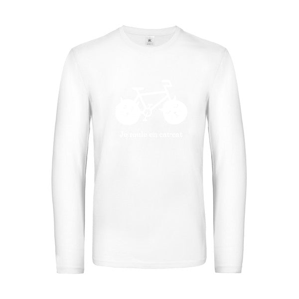 cat cat bike - t shirt- manches- longues- original- humour- White impression Face