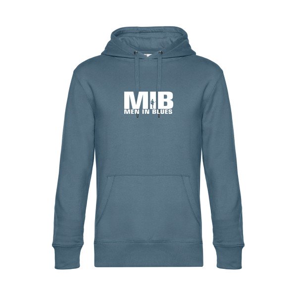 Men-in-blues sweat shirt original nordic blue flex Blanc impression Face