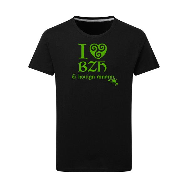 Love BZH & kouign vert pomme -Flex vert pomme sur T-shirt SG  Dark Black  4XL