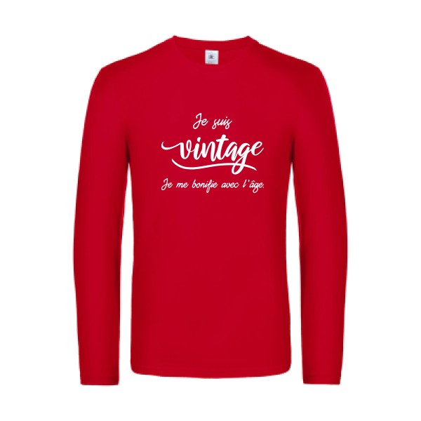 je suis vintage  - t shirt- manches- longues- original- humour- Red impression Face