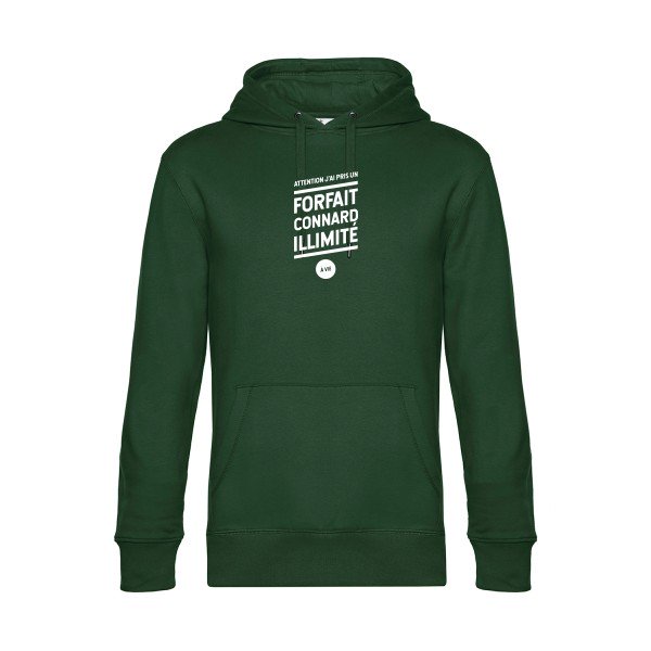 Forfait-connard-illimite sweat shirt original Bottle Green flex Blanc impression Face