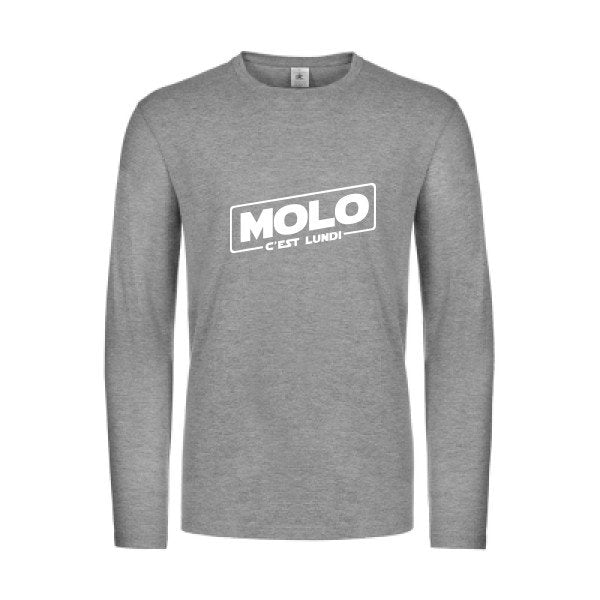 molo c est lundi - t shirt- manches- longues- original- humour- Sport Grey impression Face
