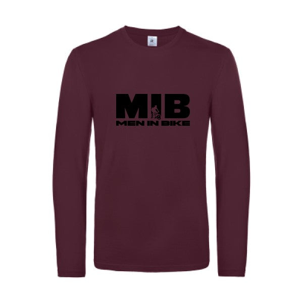 men in bike - t shirt- manches- longues- original- humour- Burgundy impression Face
