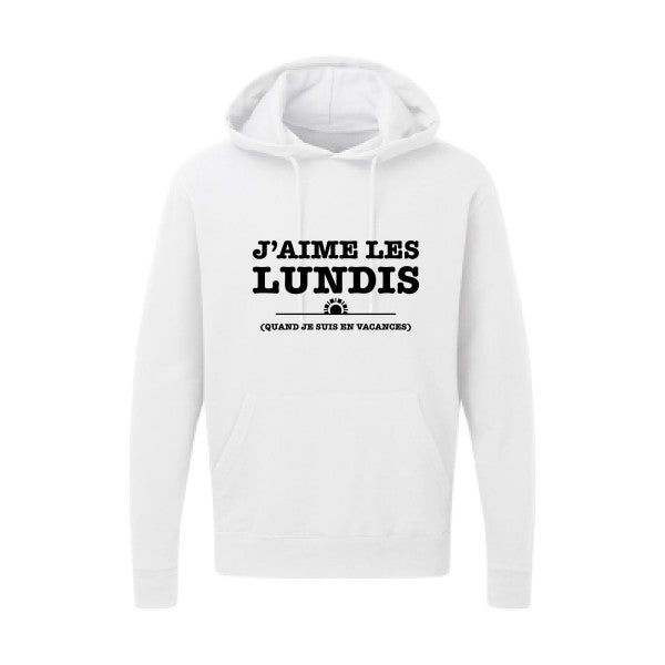 J'aime les lundis quand... Noir |Sweat capuche imprimé homme