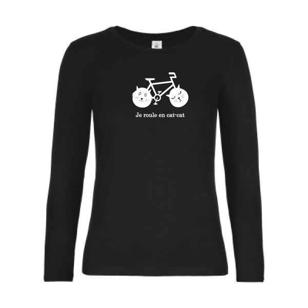 t-shirt lsl femme cat-cat-bike Black flex blanc