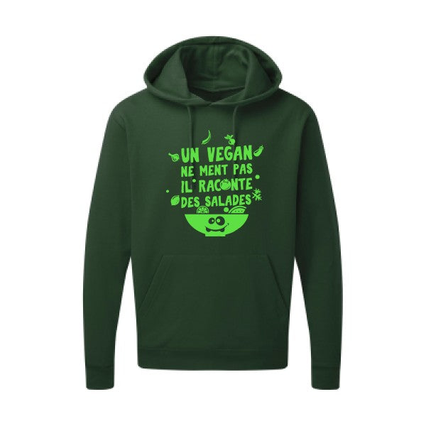 Un vegan ne ment pas Vert fluo |Sweat capuche imprimé homme