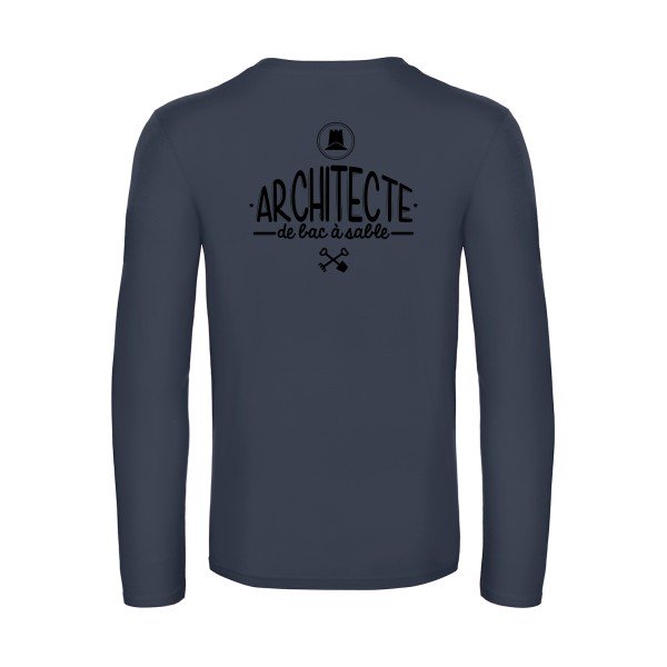 architecte de bac a sable - t shirt- manches- longues- original- humour- Navy impression Dos