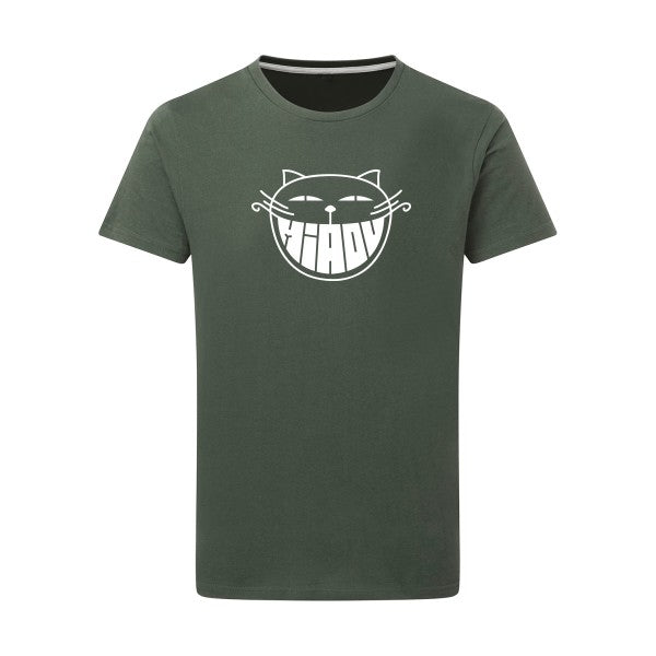 The smiling cat -Flex Blanc sur T-shirt SG  Thyme  2XL