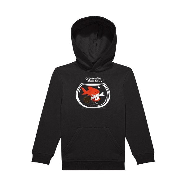 sweat capuche enfant Black Qui-aime-bien-chatie-bien..