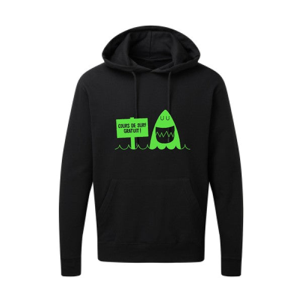 Cours de surf Vert fluo |Sweat capuche imprimé homme