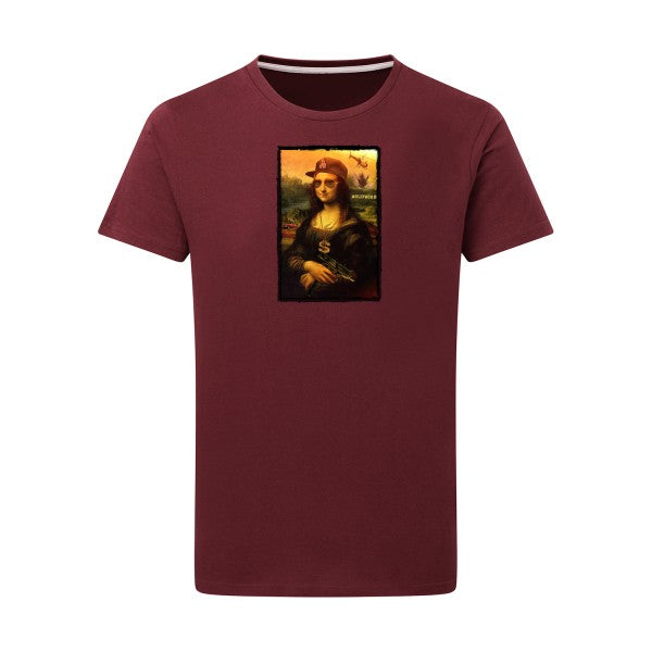 T-shirt homme La Joconde - T-shirt inspiré de la célèbre œuvre d'art Burgundy 2XL