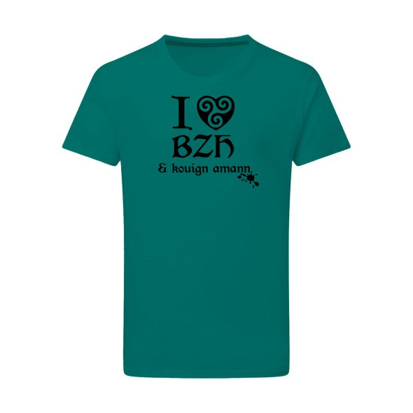 Love BZH & kouign noir -Flex noir sur T-shirt SG  Emerald Green  2XL