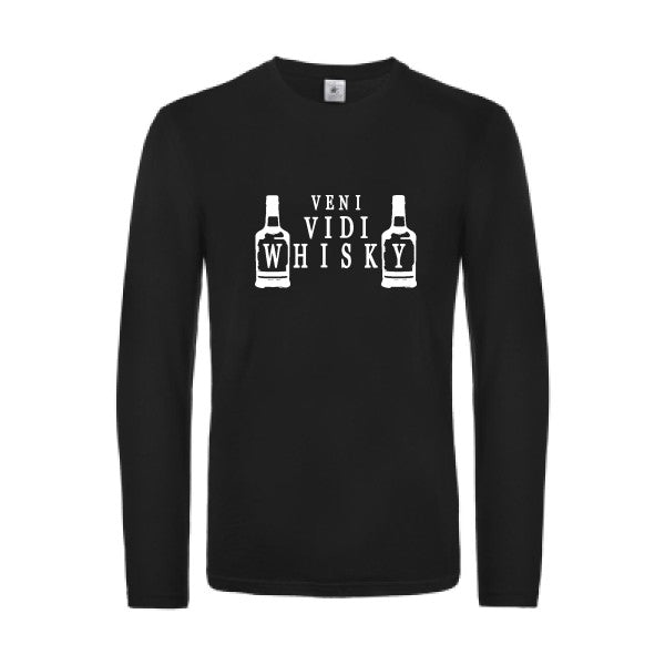 veni vidi whisky - t shirt- manches- longues- original- humour- Black impression Face