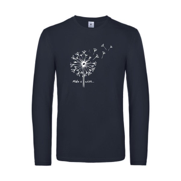make a wish - t shirt- manches- longues- original- humour- Navy impression Face