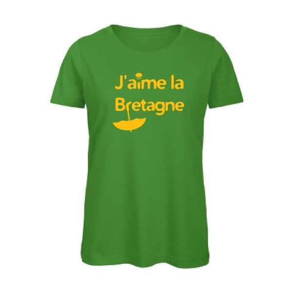 T shirt humour bio femme   femme bio|J'aime la Bretagne jaune Or 