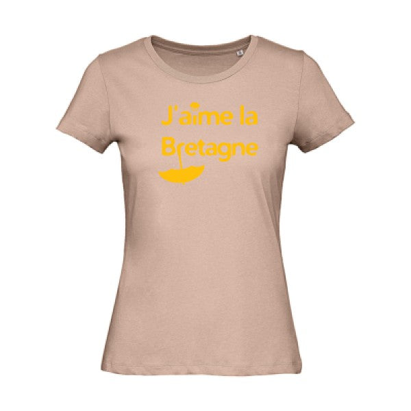 T shirt humour bio femme   femme bio|J'aime la Bretagne jaune Or 