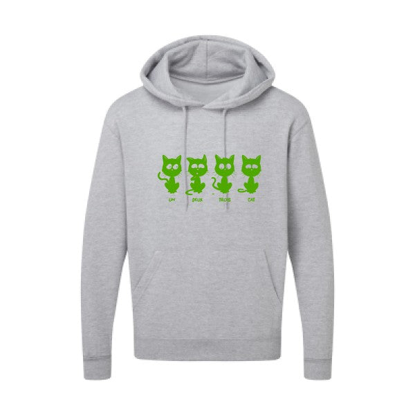 un deux trois cat Vert pomme |Sweat capuche imprimé homme