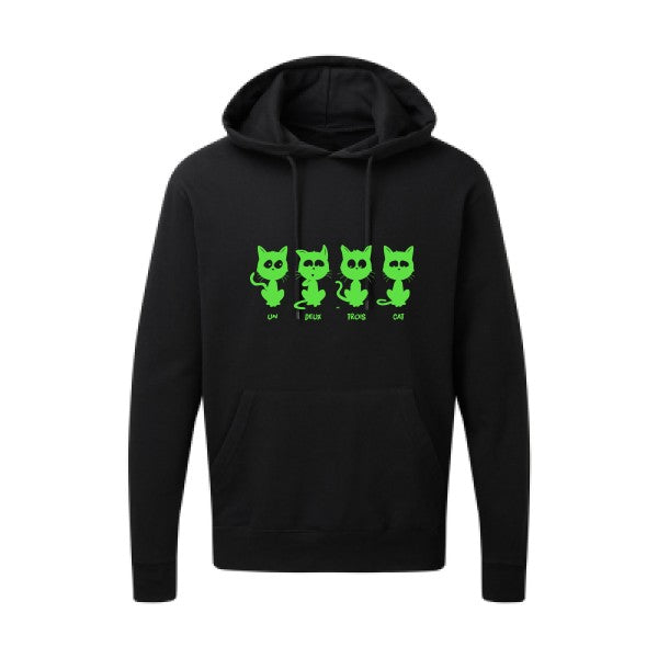 un deux trois cat Vert fluo |Sweat capuche imprimé homme