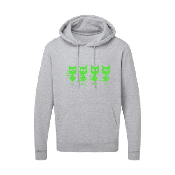 un deux trois cat Vert fluo |Sweat capuche imprimé homme