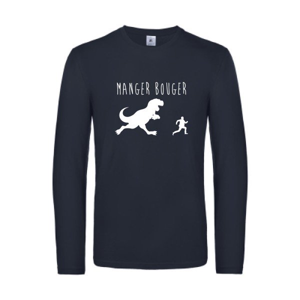 manger bouger - t shirt- manches- longues- original- humour- Navy impression Face