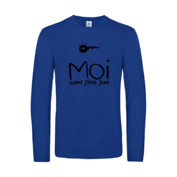 moi quand j etais jeune - t shirt- manches- longues- original- humour- Royal Blue impression Face