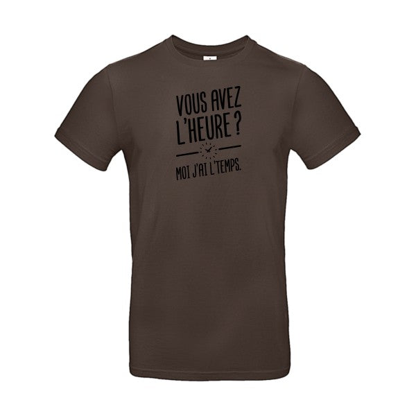 Vous avez l'heure? Moi j'ai l'temps. Flex noir |E190 T-shirt|Brown||2XL