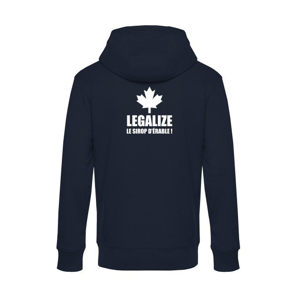 Legalize-le-sirop-d-erable sweat shirt original Navy Blue flex Blanc impression Dos