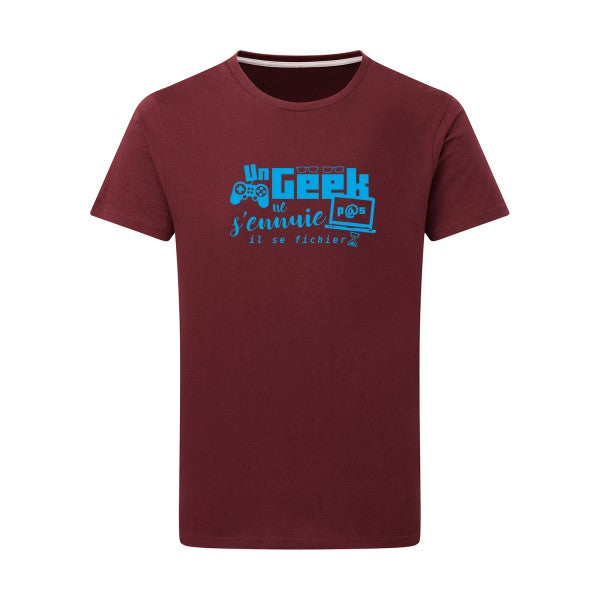 Un geek ne s'ennuie pas - Flex bleu clair Tshirt original Burgundy  2XL