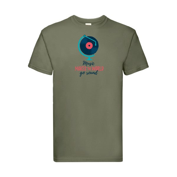 Music make world go round Fruit of the loom 205 g/m² T-shirt/ classic olive