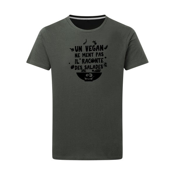 Un vegan ne ment pas noir -Flex noir sur T-shirt SG  Charcoal  5XL