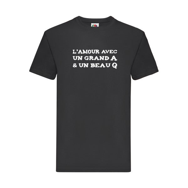 T-shirt|L'Amour avec un grand A et un beau Q ! |flex Blanc| Fruit of the loom 205 g 