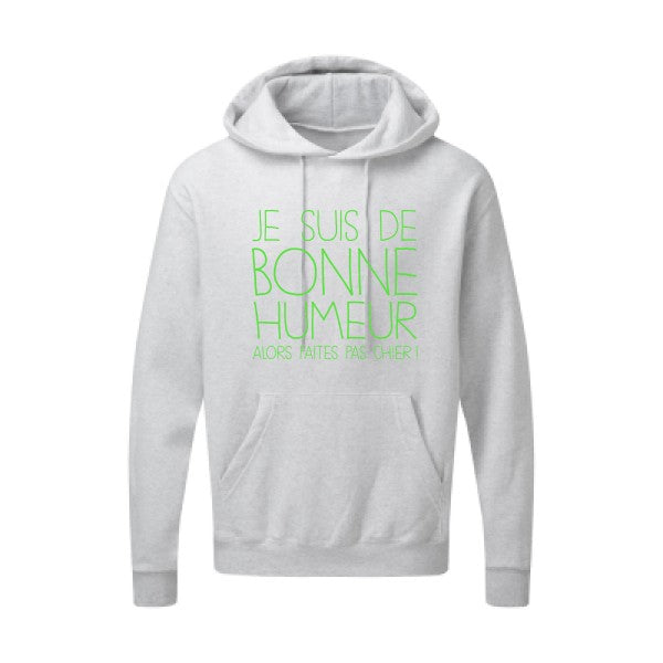 BONNE HUMEUR Vert fluo |Sweat capuche imprimé homme