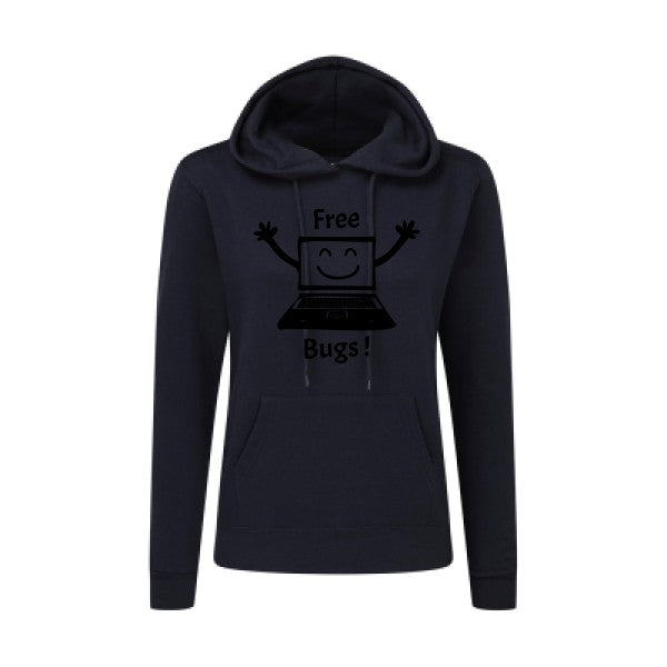 FREE BUGS ! Noir |Sweat original à capuche Femme